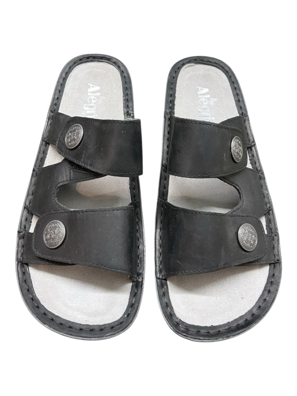 Alegria Violette Slides Sandals Black Leather Slip On Size 40/9.5 - Picture 2 of 6